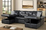 Sonoma Black Double Storage Chaise Sectional (w/ Pull-Out Bed)