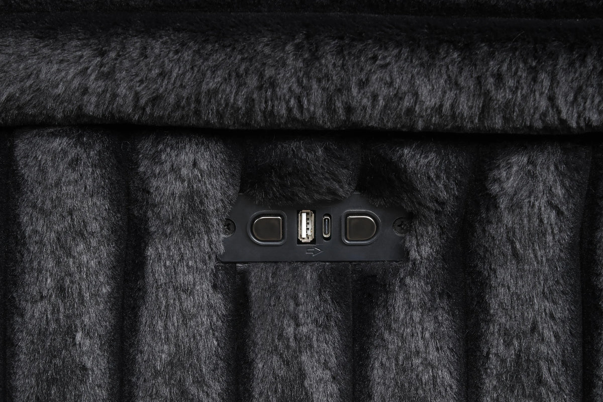 Amiri Black Power Reclining Sectional With Pull-Out Bed