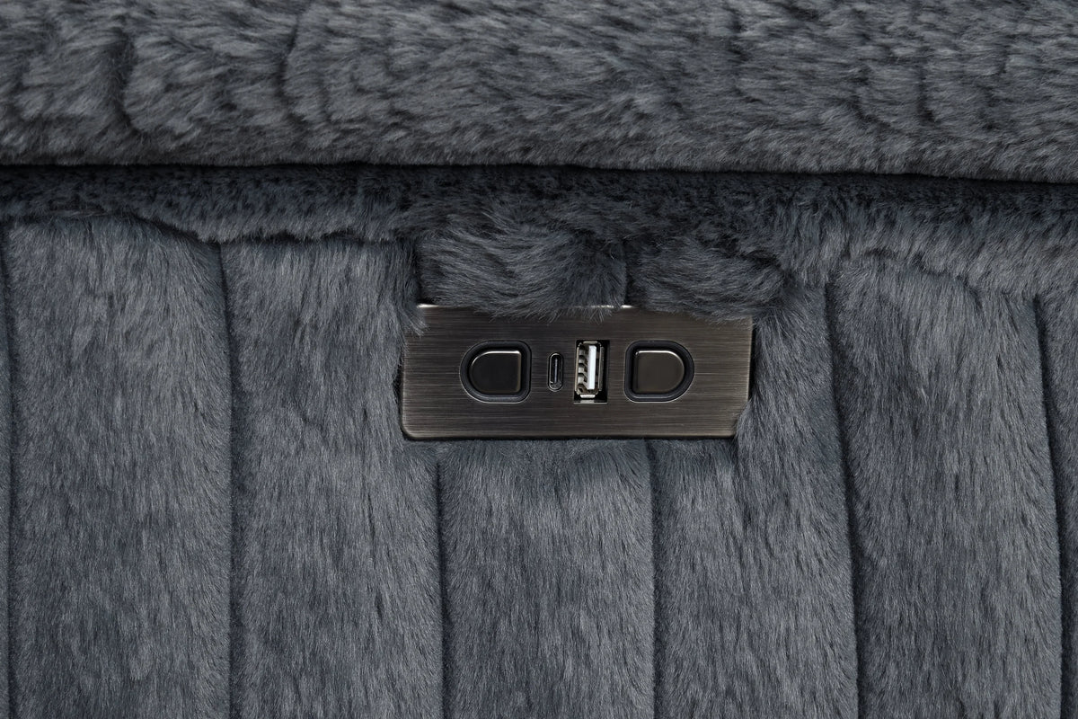 Amiri Charcoal Power Sectional With Pull-Out Bed