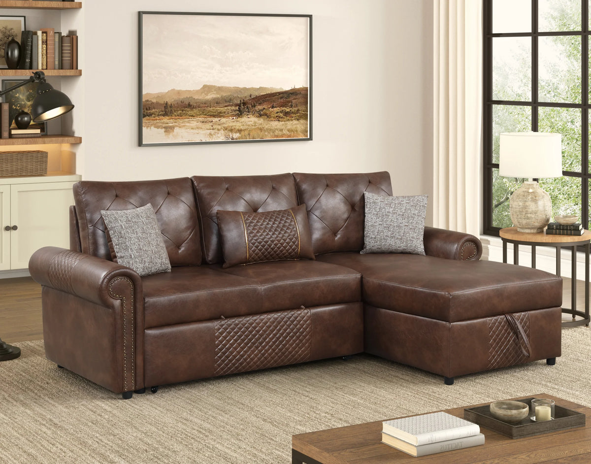 Bellina Brown Sectional With Pull-Out Bed