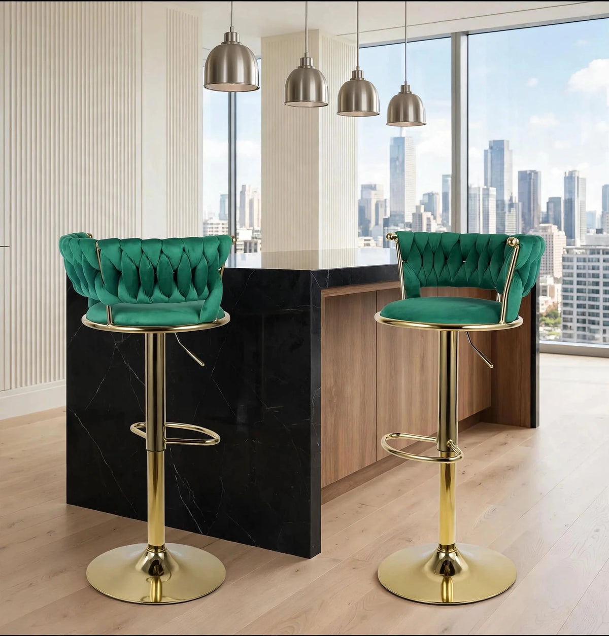 Elora Green Adjustable Barstool (Set of 2)