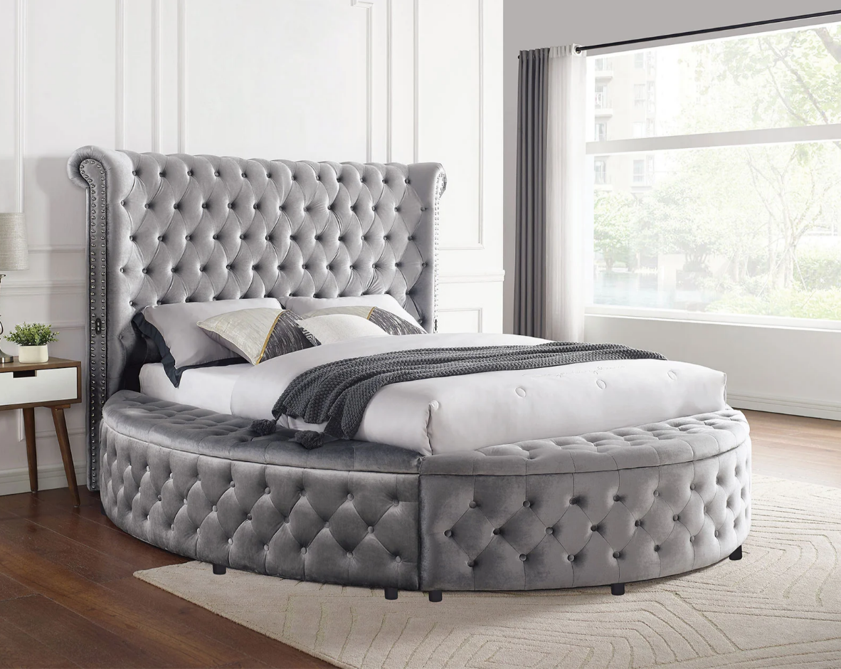Penthouse2 Gray Platform Queen Bed with USB