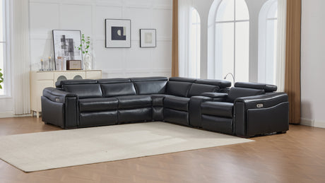 Divani Black 7-Piece Power Reclining Sectional by New Era Innovations at Eve Furniture