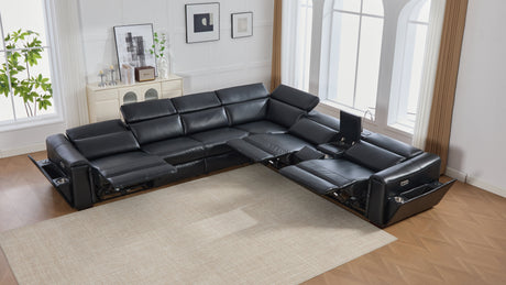 Divani Black 7-Piece Power Reclining Sectional by New Era Innovations at Eve Furniture