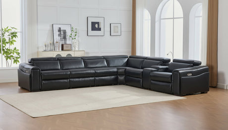 Divani Black 7-Piece Power Reclining Sectional by New Era Innovations at Eve Furniture