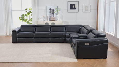 Divani Black 7-Piece Power Reclining Sectional by New Era Innovations at Eve Furniture