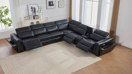 Divani Black 7-Piece Power Reclining Sectional by New Era Innovations at Eve Furniture
