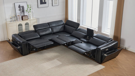 Divani Black 7-Piece Power Reclining Sectional by New Era Innovations at Eve Furniture