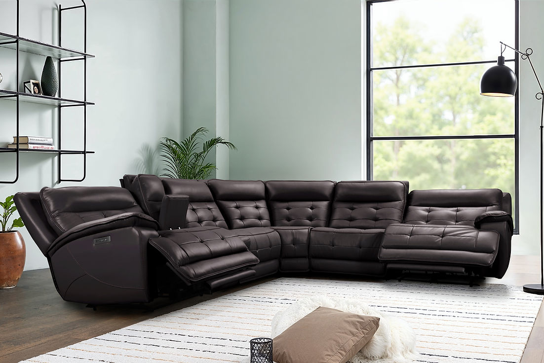 Starlight Brown (Power/Adj Head) 6-Piece Power Reclining Sectional by New Era Innovations at Eve Furniture