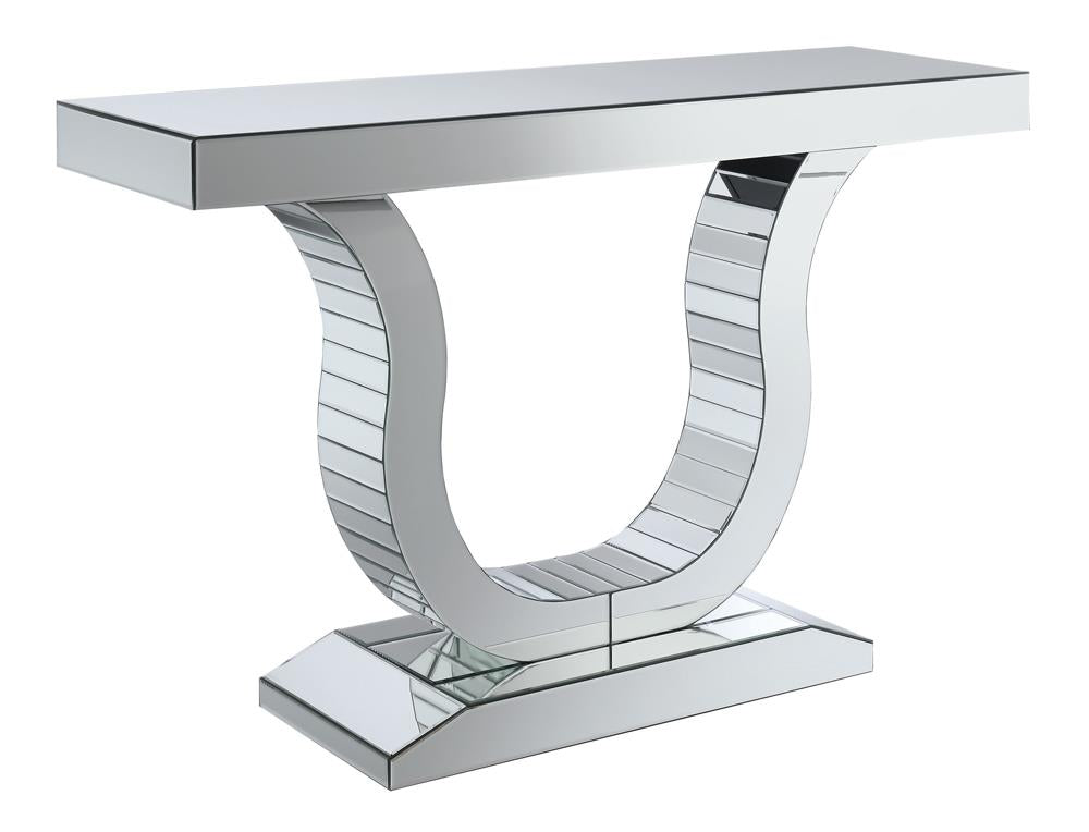 Saanvi Clear Mirror Console Table with U-Shaped Base