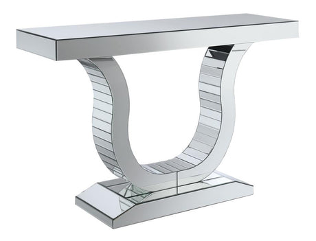 Saanvi Clear Mirror Console Table with U-Shaped Base