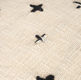 Saanvi Wool w/ Cream and Black Stitched Cross Patterned Pouf by Mercana at Eve Furniture