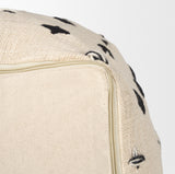 Saanvi Wool w/ Cream and Black Stitched Cross Patterned Pouf by Mercana at Eve Furniture