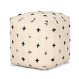 Saanvi Wool w/ Cream and Black Stitched Cross Patterned Pouf by Mercana at Eve Furniture
