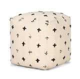 Saanvi Wool w/ Cream and Black Stitched Cross Patterned Pouf by Mercana at Eve Furniture