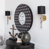 Sabinal II Gold Resin Tree Branch Black Fabric Shade Wall Sconce by Mercana at Eve Furniture