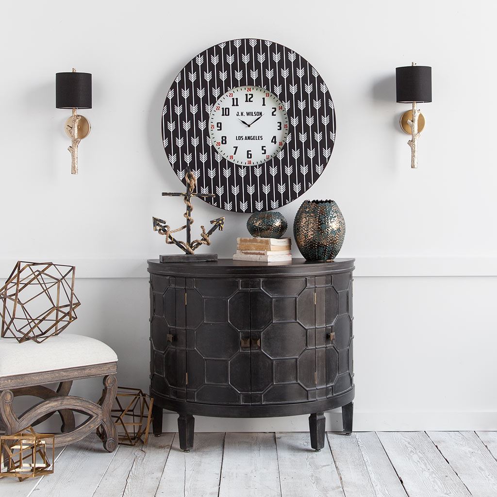 Sabinal II Gold Resin Tree Branch Black Fabric Shade Wall Sconce by Mercana at Eve Furniture