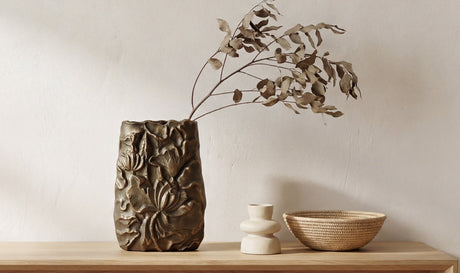 Sabine Cast Aluminum Vase Antique Brass by Moe's Home at Eve Furniture