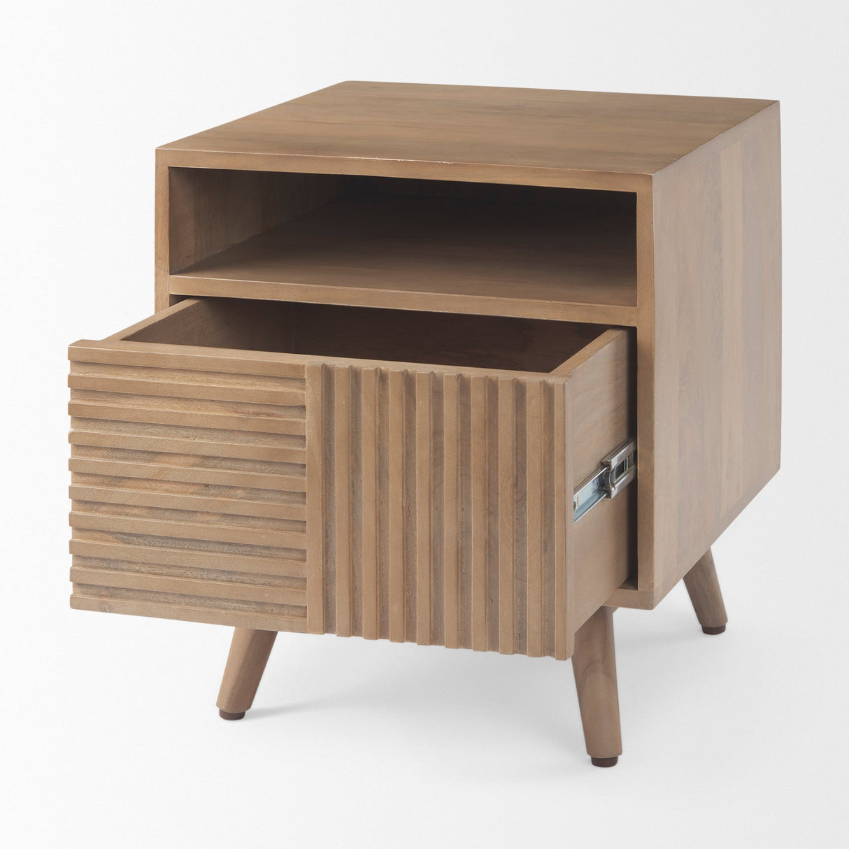 Sable 19.0L x 19.0W x 21.5H Light Brown Wood Side Table by Mercana at Eve Furniture