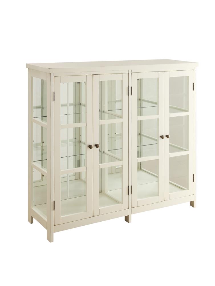 Sable White 4-Door Display Accent Cabinet