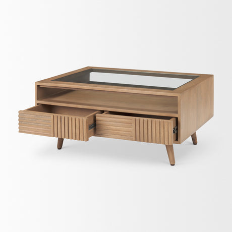 Sable Light Brown Wood Coffee Table by Mercana at Eve Furniture