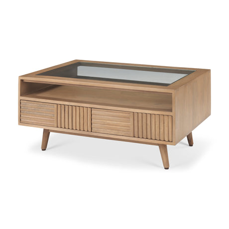 Sable Light Brown Wood Coffee Table by Mercana at Eve Furniture