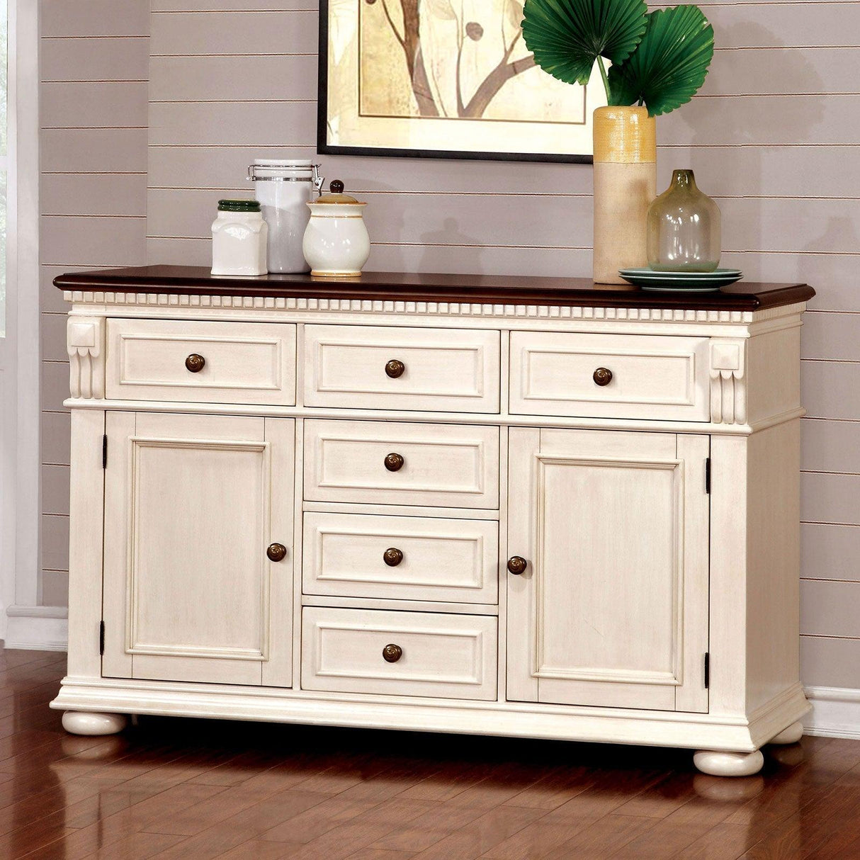 Sabrina Off-White/Cherry Server by Furniture of America at Eve Furniture