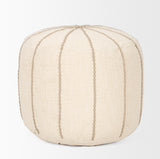 Sachi Beige w/ Stitching Pouf by Mercana at Eve Furniture