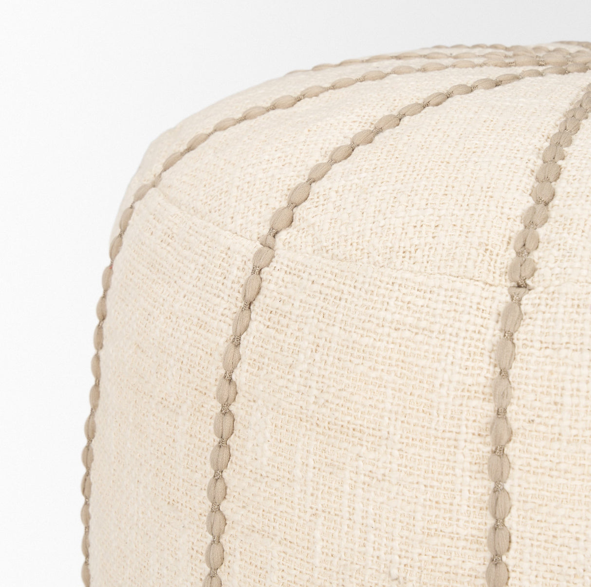 Sachi Beige w/ Stitching Pouf by Mercana at Eve Furniture