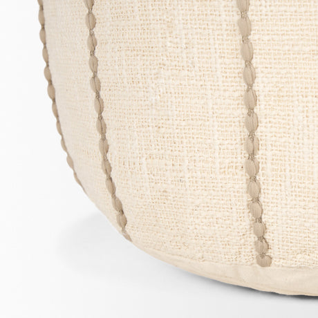 Sachi Beige w/ Stitching Pouf by Mercana at Eve Furniture