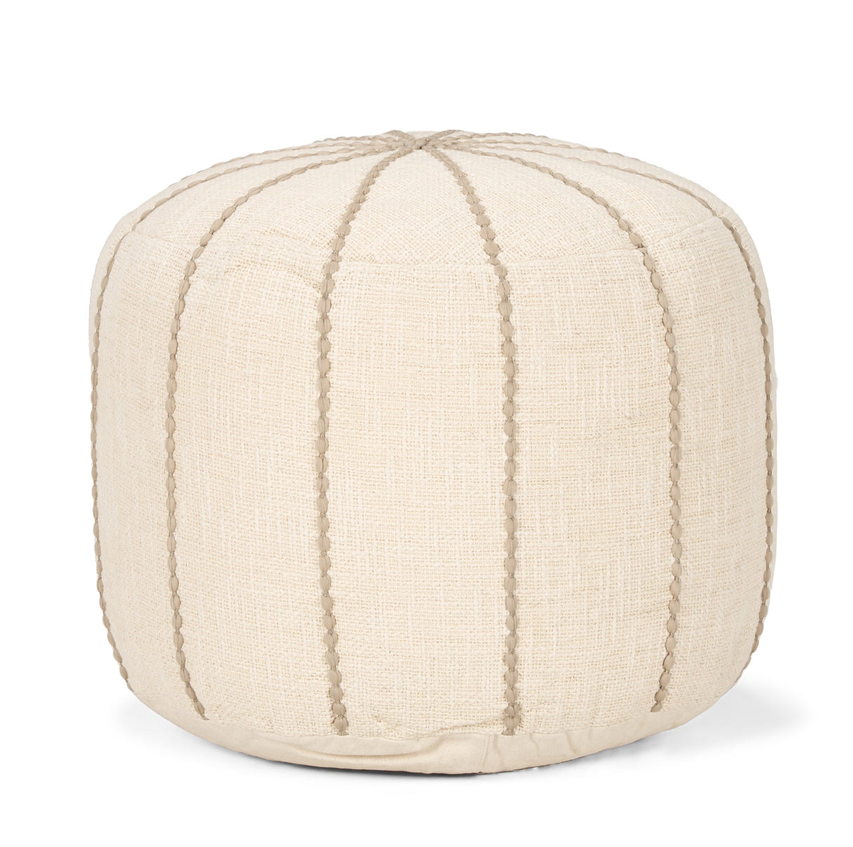 Sachi Beige w/ Stitching Pouf by Mercana at Eve Furniture