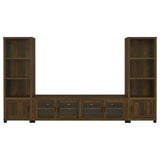 Sachin 3-shelf Media Tower With Storage Cabinet Dark Pine