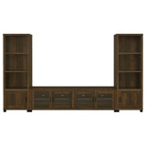 Sachin Dark Pine 3-shelf Media Tower With Storage Cabinet by Coaster at Eve Furniture