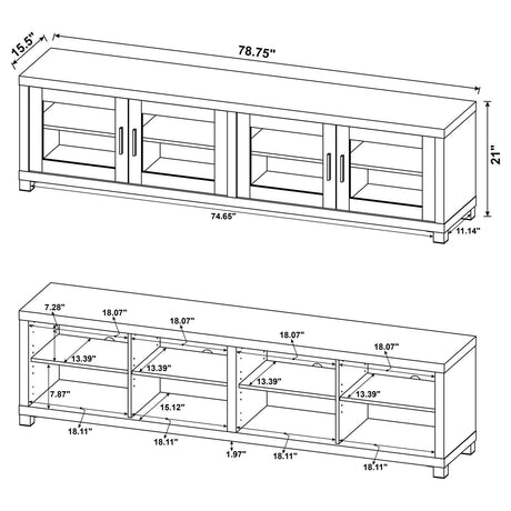 Sachin Rectangular TV Console with Glass Doors by Coaster at Eve Furniture