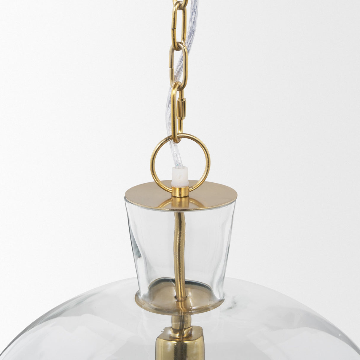 Sadah Large Clear Blown Glass w/ Gold Metal Pendant Light by Mercana at Eve Furniture