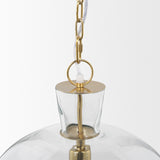 Sadah Large Clear Blown Glass w/ Gold Metal Pendant Light by Mercana at Eve Furniture
