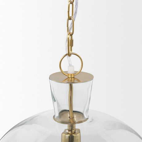Sadah Large Clear Blown Glass w/ Gold Metal Pendant Light by Mercana at Eve Furniture