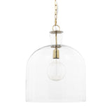 Sadah Large Clear Blown Glass w/ Gold Metal Pendant Light by Mercana at Eve Furniture