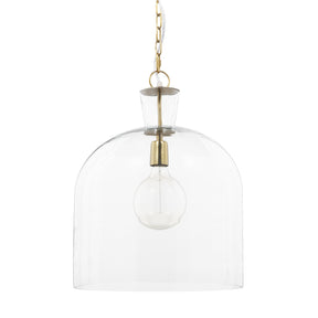 Sadah Large Clear Blown Glass w/ Gold Metal Pendant Light by Mercana at Eve Furniture