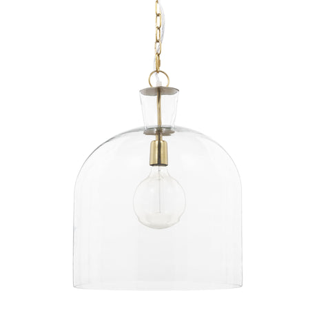 Sadah Large Clear Blown Glass w/ Gold Metal Pendant Light by Mercana at Eve Furniture