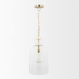 Sadah Tall Clear Blown Glass w/ Gold Metal Pendant Light by Mercana at Eve Furniture
