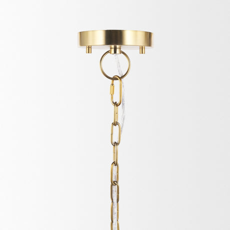 Sadah Tall Clear Blown Glass w/ Gold Metal Pendant Light by Mercana at Eve Furniture