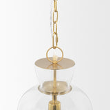Sadah Tall Clear Blown Glass w/ Gold Metal Pendant Light by Mercana at Eve Furniture