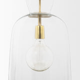 Sadah Tall Clear Blown Glass w/ Gold Metal Pendant Light by Mercana at Eve Furniture