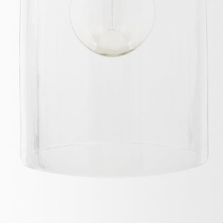 Sadah Tall Clear Blown Glass w/ Gold Metal Pendant Light by Mercana at Eve Furniture