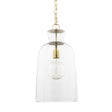Sadah Tall Clear Blown Glass w/ Gold Metal Pendant Light by Mercana at Eve Furniture