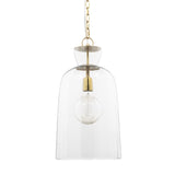 Sadah Tall Clear Blown Glass w/ Gold Metal Pendant Light by Mercana at Eve Furniture