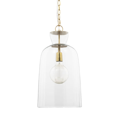 Sadah Tall Clear Blown Glass w/ Gold Metal Pendant Light by Mercana at Eve Furniture