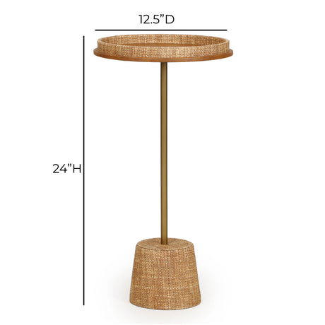 Saddle Natural Raffia Designer Side Table by TOV Furniture at Eve Furniture