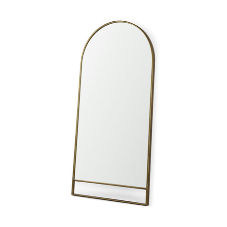 Sadie Antique Gold Metal Rounded Arch Floor Mirror by Mercana at Eve Furniture